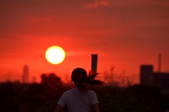 夕陽とゆれる髪