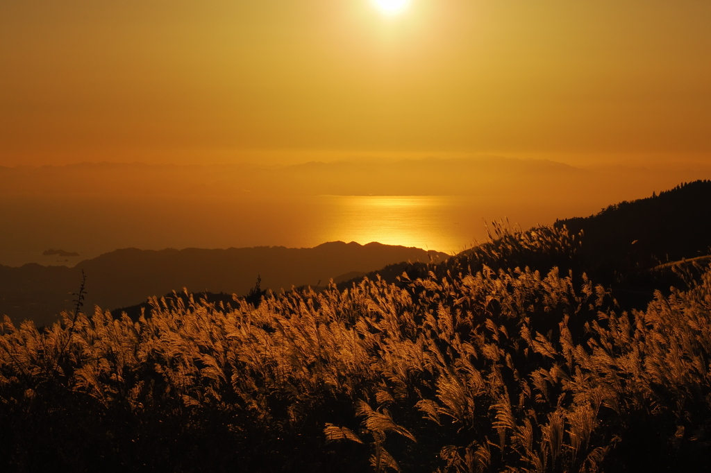 生石高原夕景