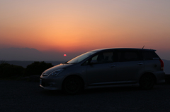 阿蘇外輪山の朝日と WISH 1