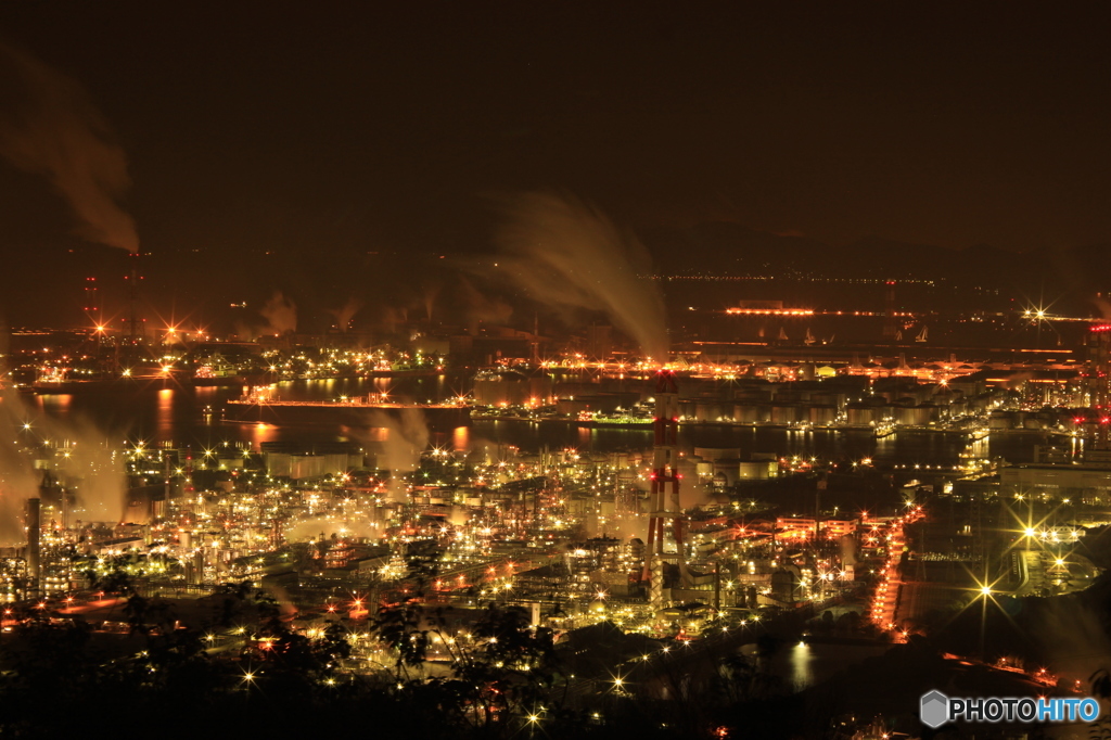 鷲羽山ｽｶｲﾗｲﾝ  水島工業地帯夜景 4