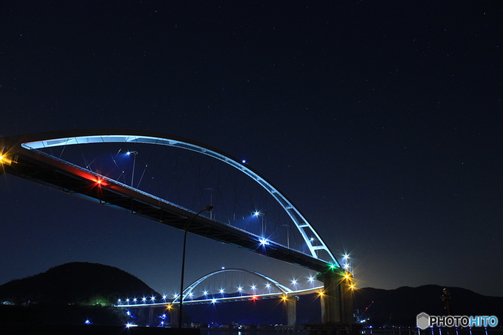 内海大橋　夜景（レインボーブリッジ）