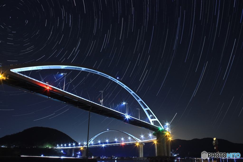 内海大橋　星景（レインボーブリッジ）