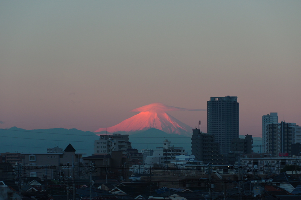 しずくpink　綿帽子の富士山