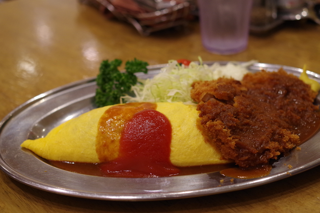 オムライス＆ポークカツ