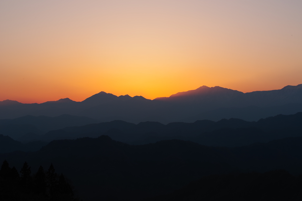 頬も染まる夕暮れ～北アルプス～