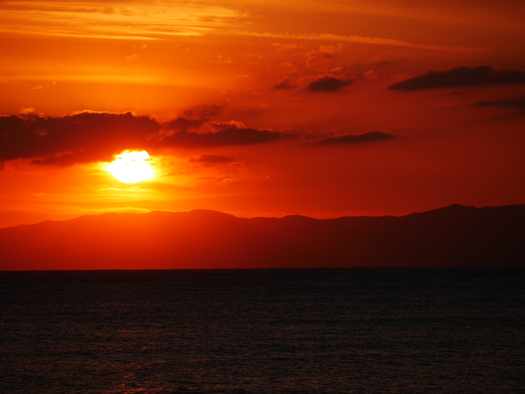 稲村ヶ崎の夕日-2