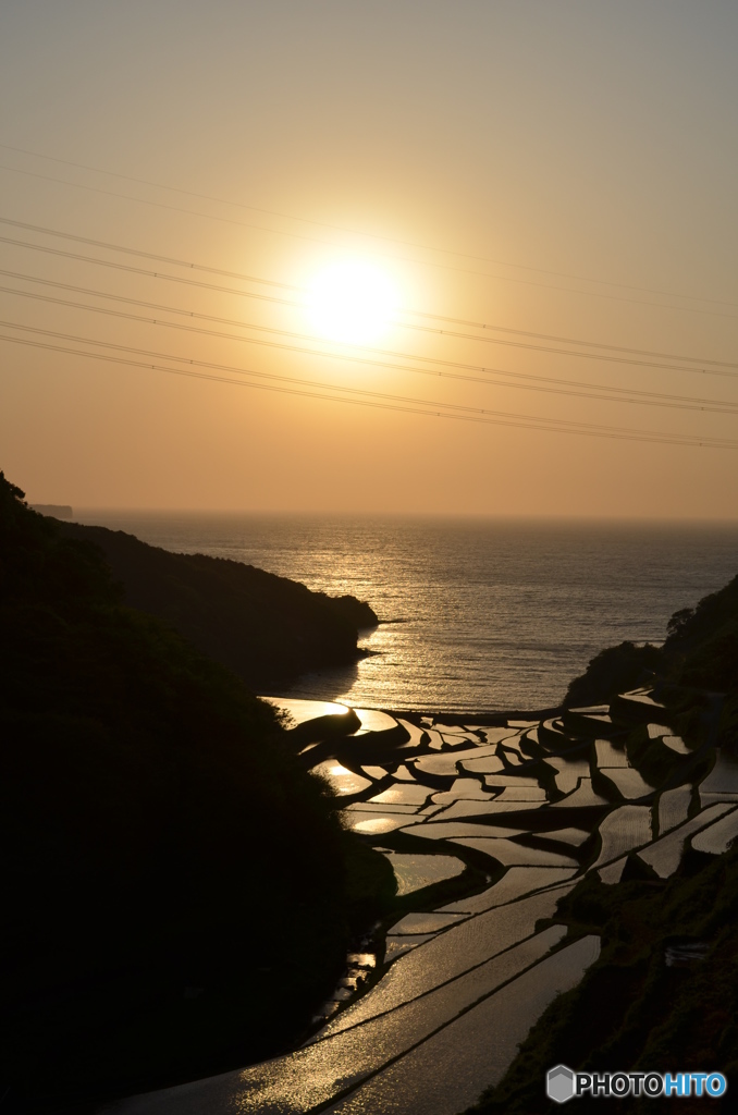 浜の浦の夕日。