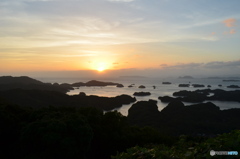 島の夕日。
