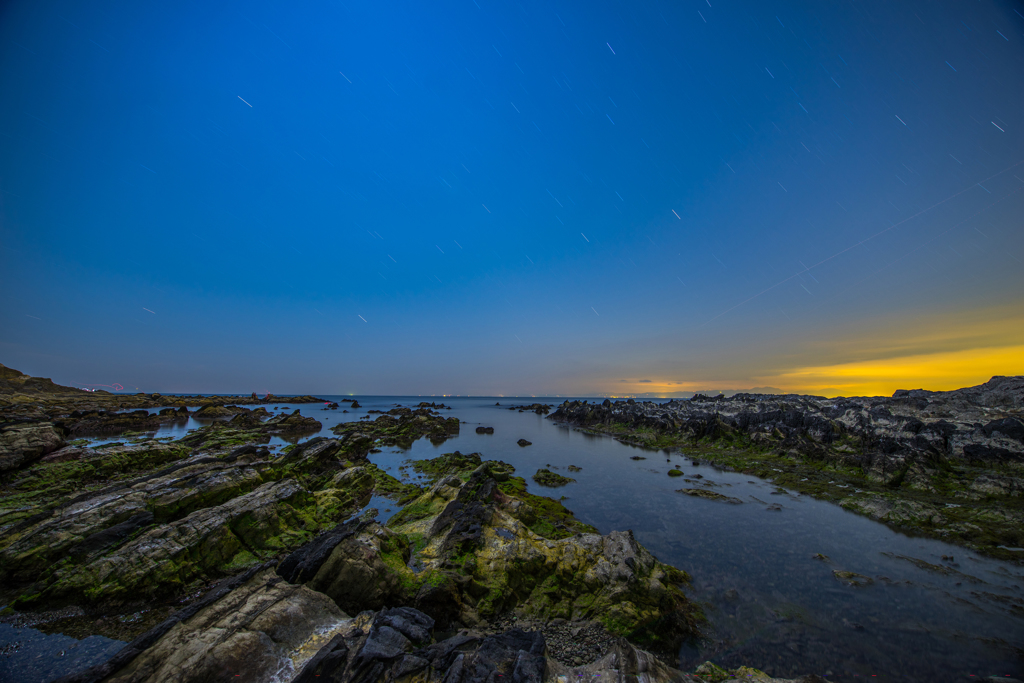 月夜の荒崎海岸