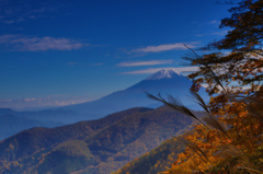 秋空と紅葉と富士②