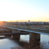 夕焼け　多摩川　浅間神社