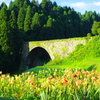 花と通潤橋