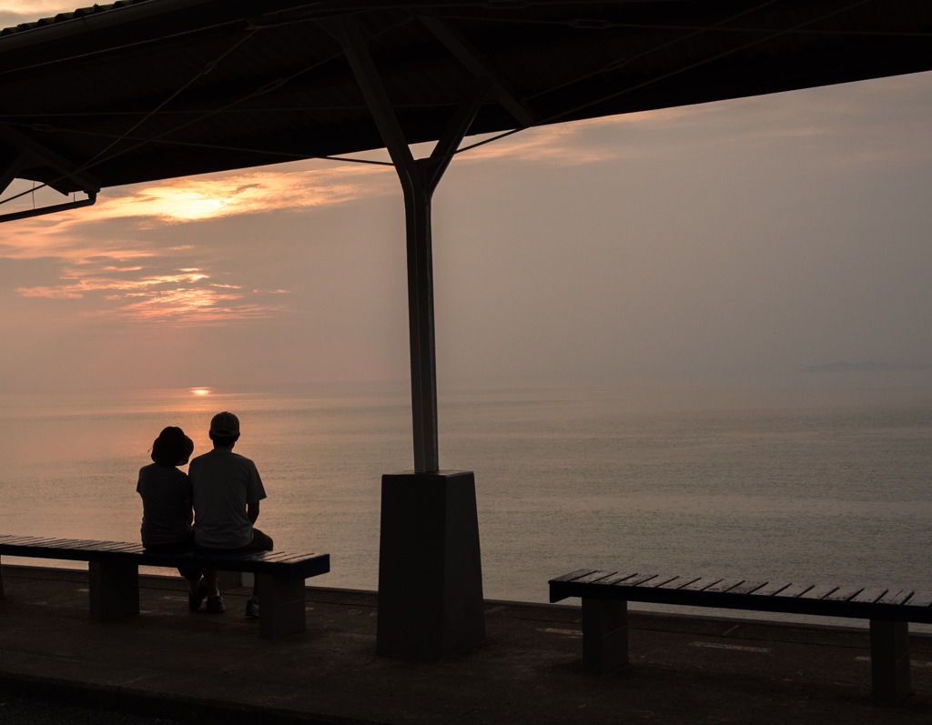 下灘駅の夕暮れ