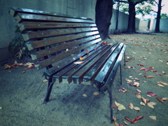 雨のベンチ