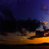 sky aglow with the setting sun