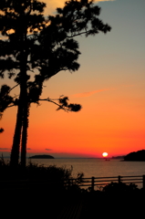 三河湾　　形原温泉からの夕日