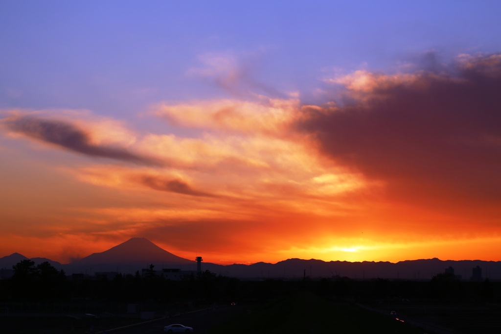 夕焼け＆富士