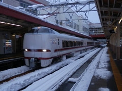 越後湯沢駅に進入する特急「はくたか19号」