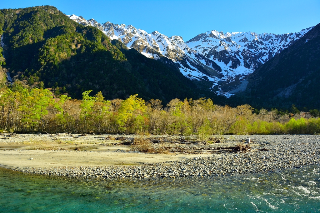 奥穂高連峰と梓川