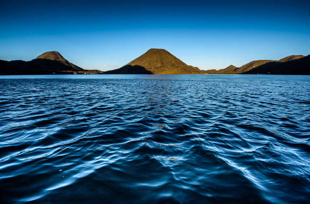 the surface of the water