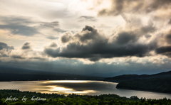 The lake sparkled in the sunlight 