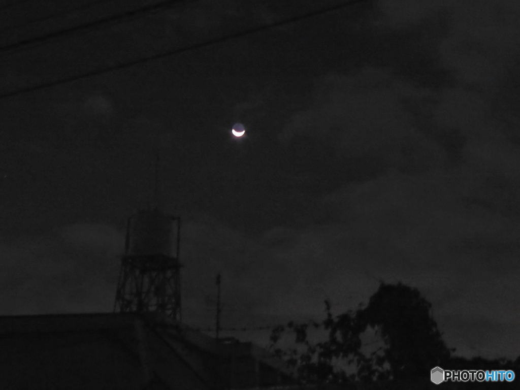 朝の三日月