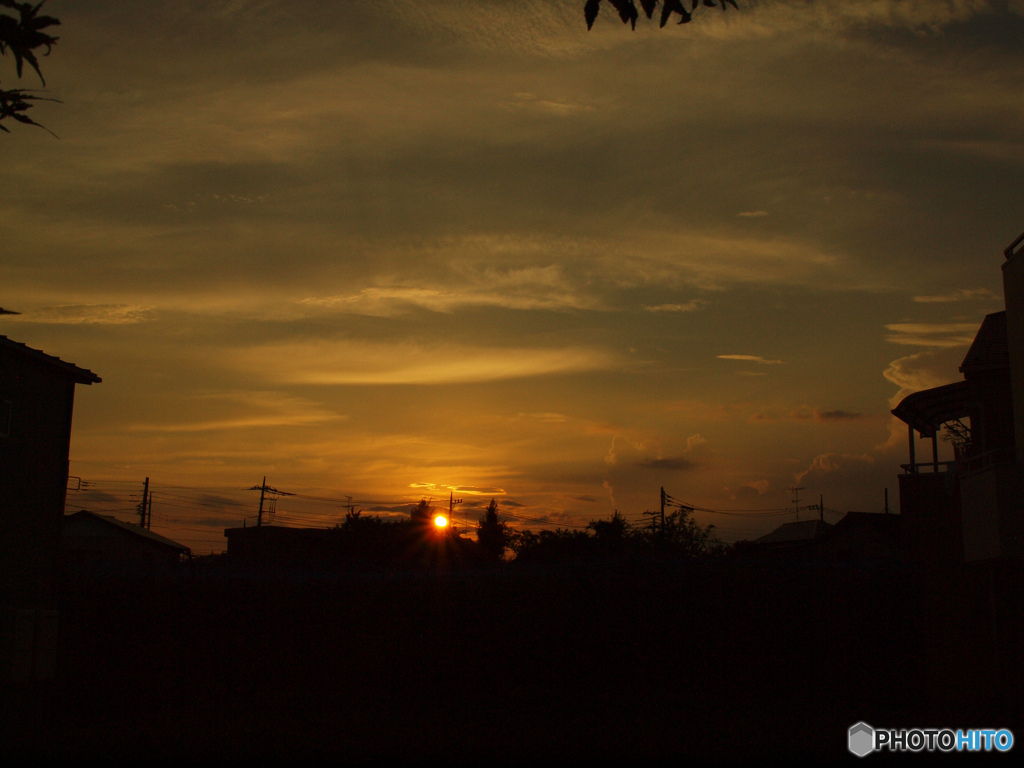 裏庭の夕焼け