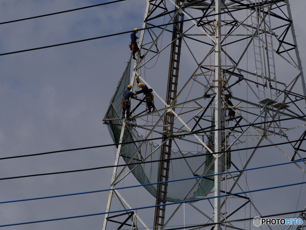 鉄塔の作業ーー；；；