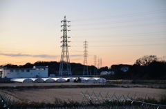 夕暮鉄塔列