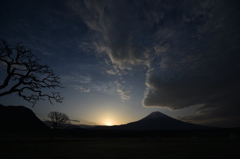 朝日と富士山