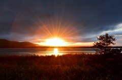 北海道紋別・コムケ湖の夕焼け