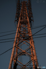 夕陽を浴びる鉄塔