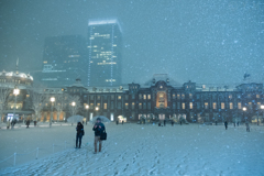 東京駅の雪化粧4
