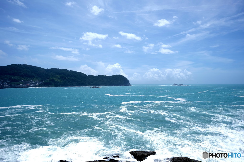 鬼ヶ城の青い空と海