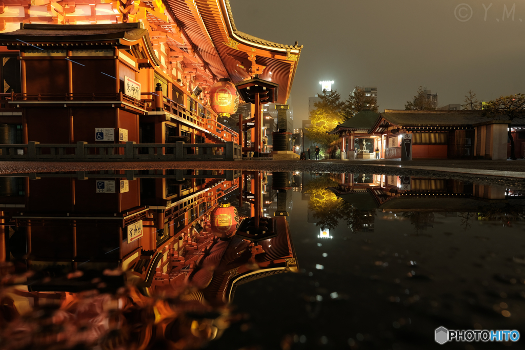 雨上がり夜の浅草寺2