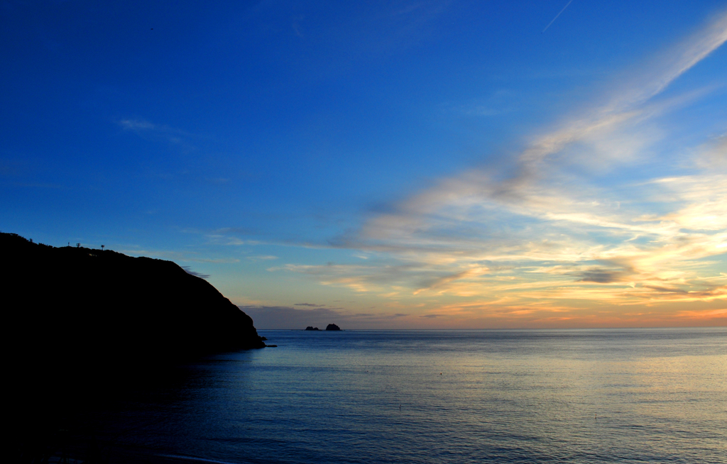 神津島　前浜海岸からの夕焼け