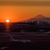 夕日と富士山と飛行機と･･･