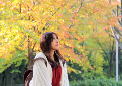 紅葉の中で
