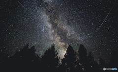 モンゴルの大草原の夜空