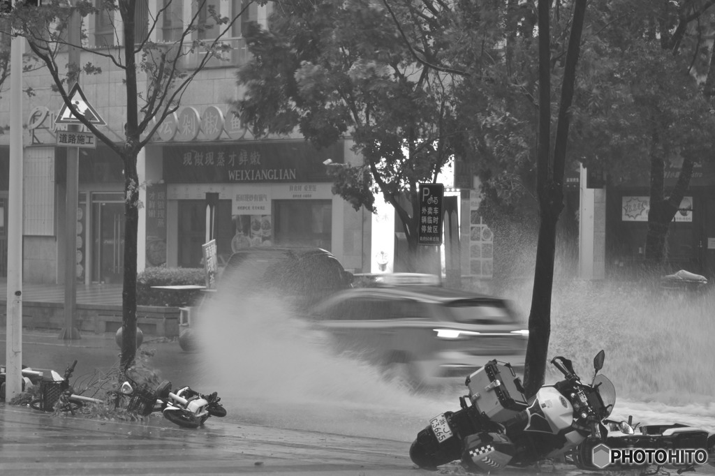 台風上陸　in　上海