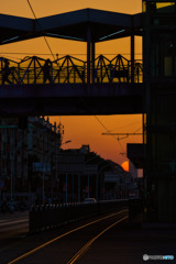街に沈む夕日