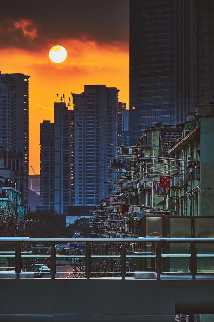 上海の夕日