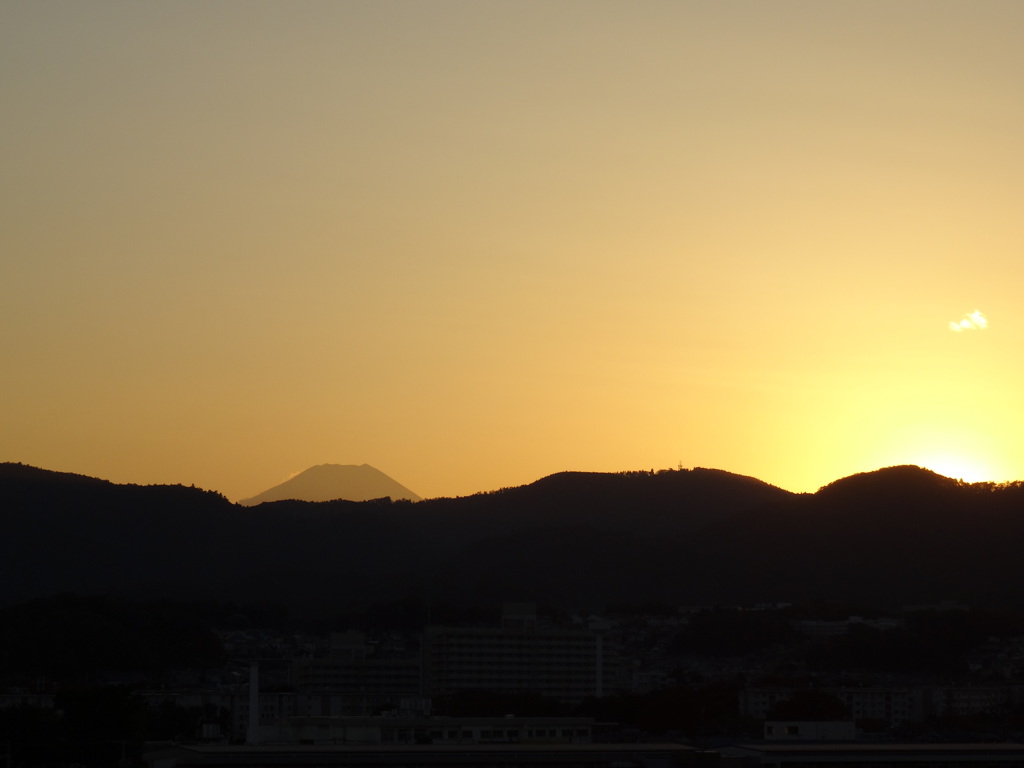 日没直後の富士