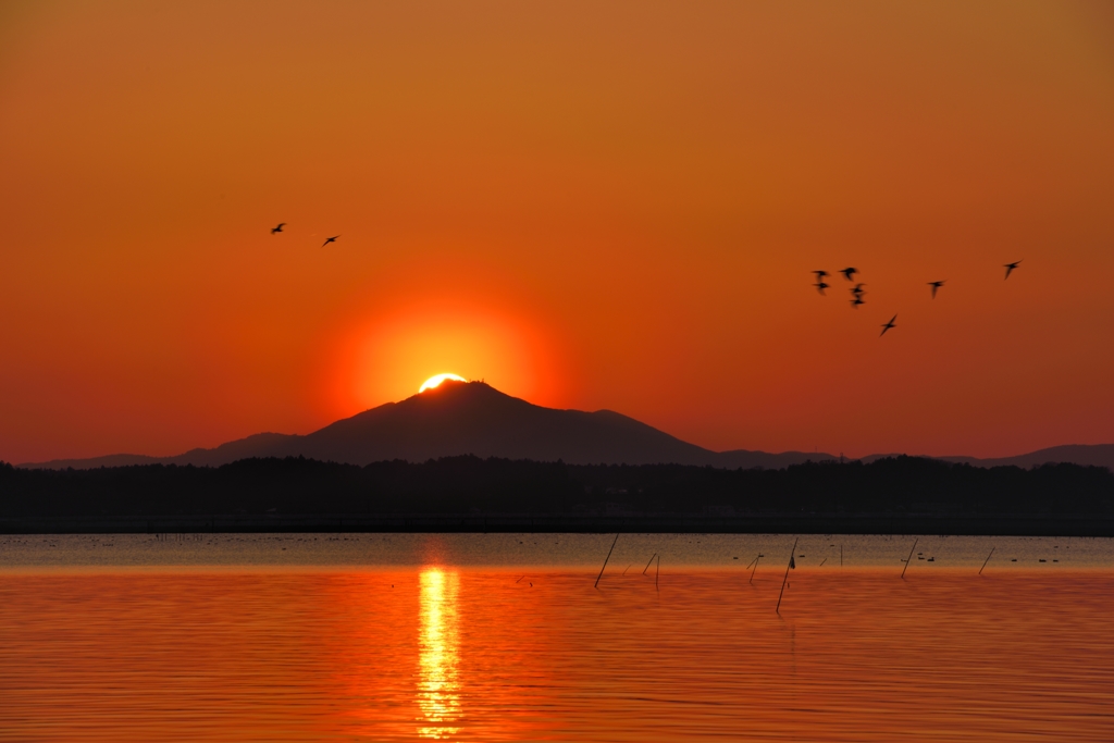 ダイヤモンド筑波山の夕日 By いけぎく36 Id 写真共有サイト Photohito