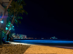 The man of the night beach.