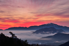 粟鹿山　朝焼け