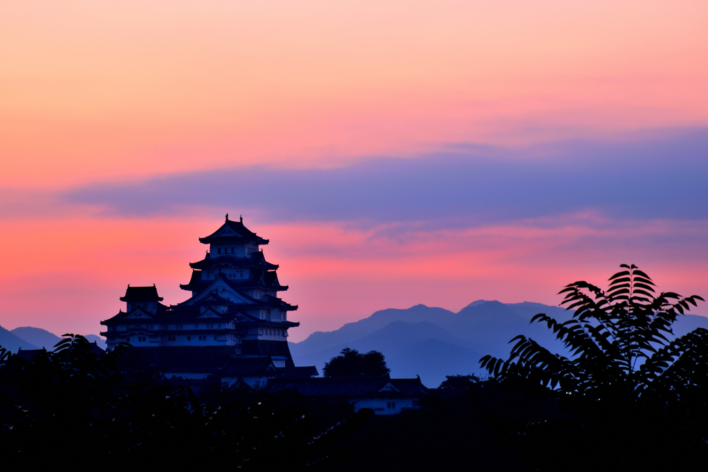 姫路城　朝焼け