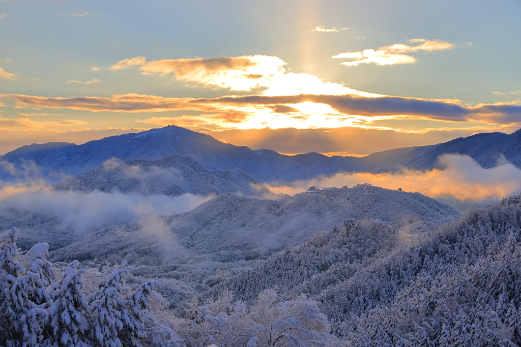 竹田城跡　雪景色