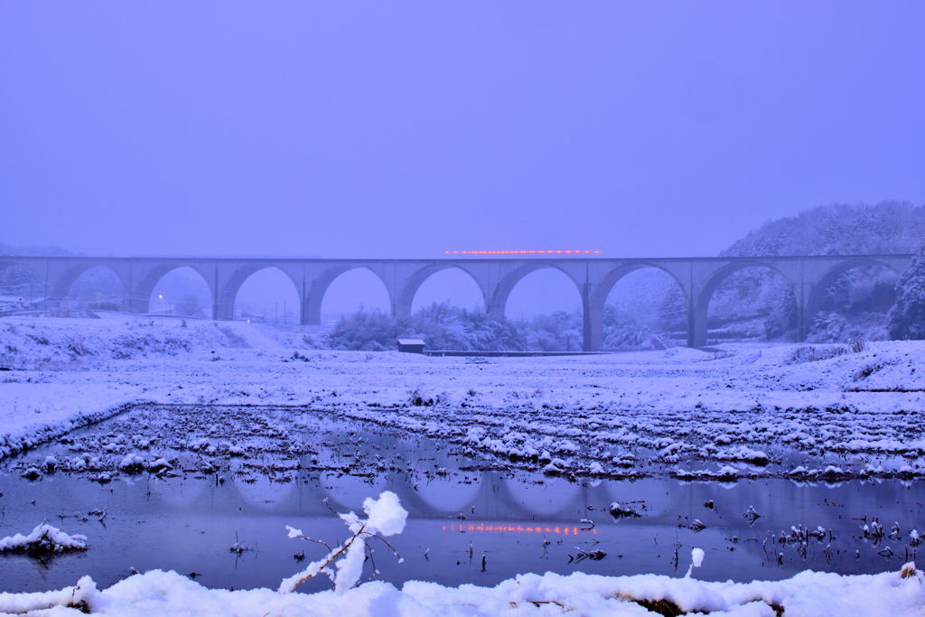 虎臥城大橋　雪景色