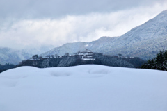 雪上の竹田城跡